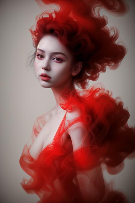 masterpiece,realistic,1girl,<lora:smoke_v1:0.5>,smoke hair,smoke dress,red smoke, Negative prompt: n ...